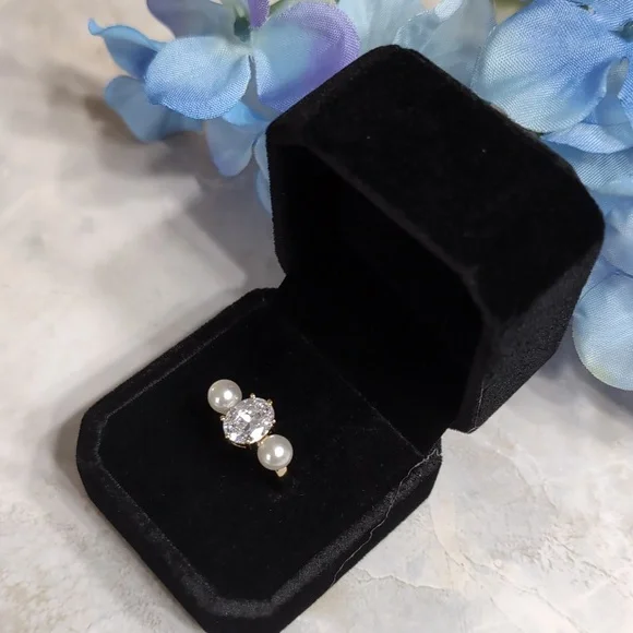 Charter Club Elegant Gold Plated Double Pearl & Crystal Ring Size 7 NWOT - Picture 5 of 8